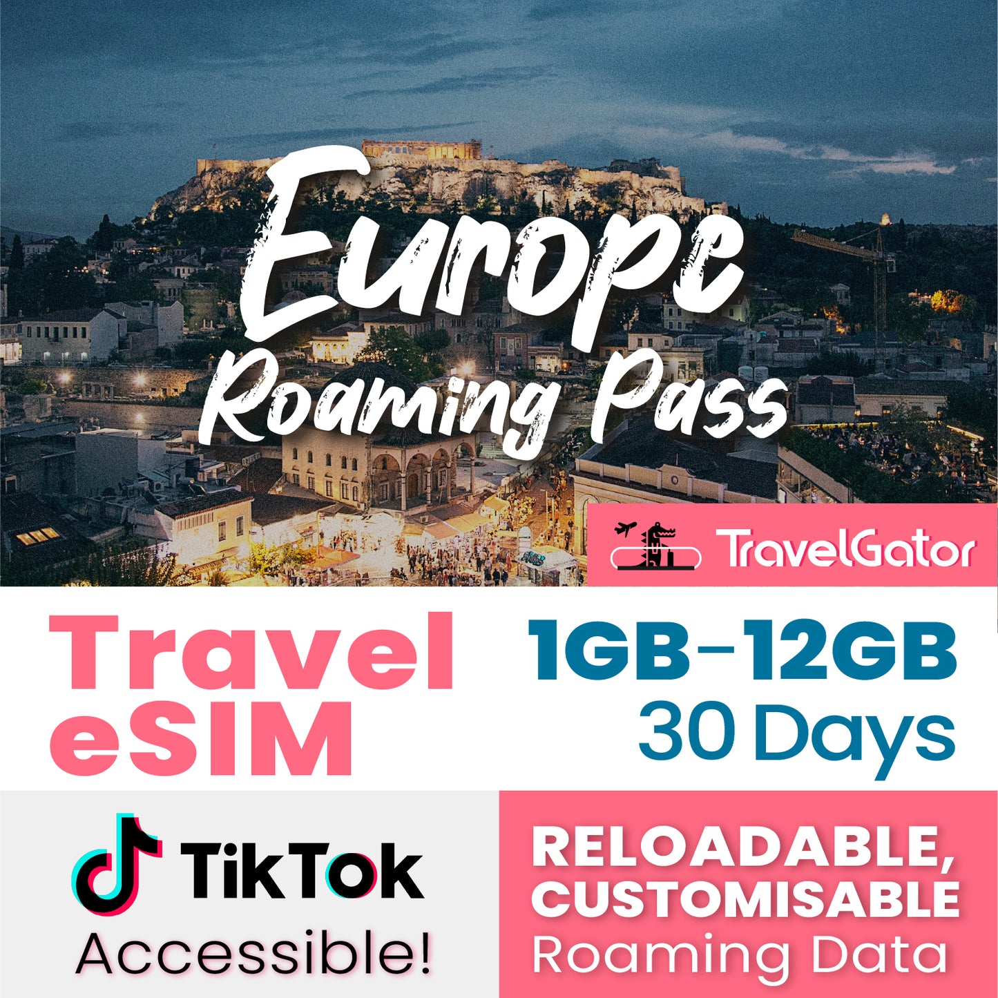 Europe Roaming Pass 30 days eSIM 1- 12GB, true no speed reduction | no daily limit