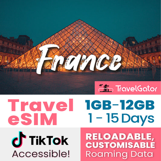 France eSIM Roaming Data 1- 12GB, 1- 15 days | true no speed reduction | no daily limit