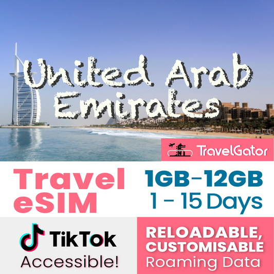 United Arab Emirates eSIM Roaming Data 1- 12GB, 1- 15 days | true no speed reduction | no daily limit
