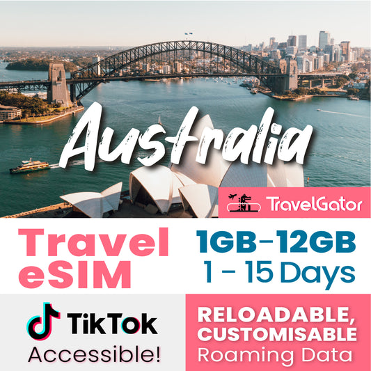 Australia eSIM Roaming Data 1- 12GB, 1- 15 days | true no speed reduction | no daily limit