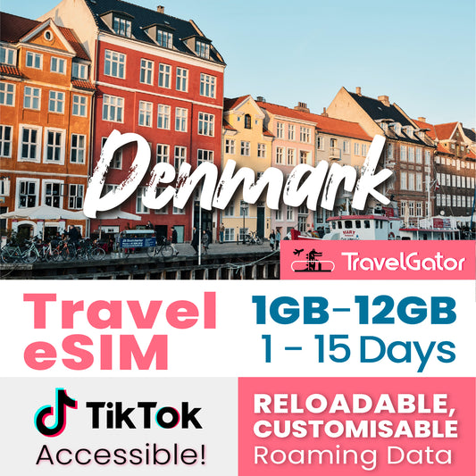 Denmark eSIM Roaming Data 1- 12GB, 1- 15 days | true no speed reduction | no daily limit