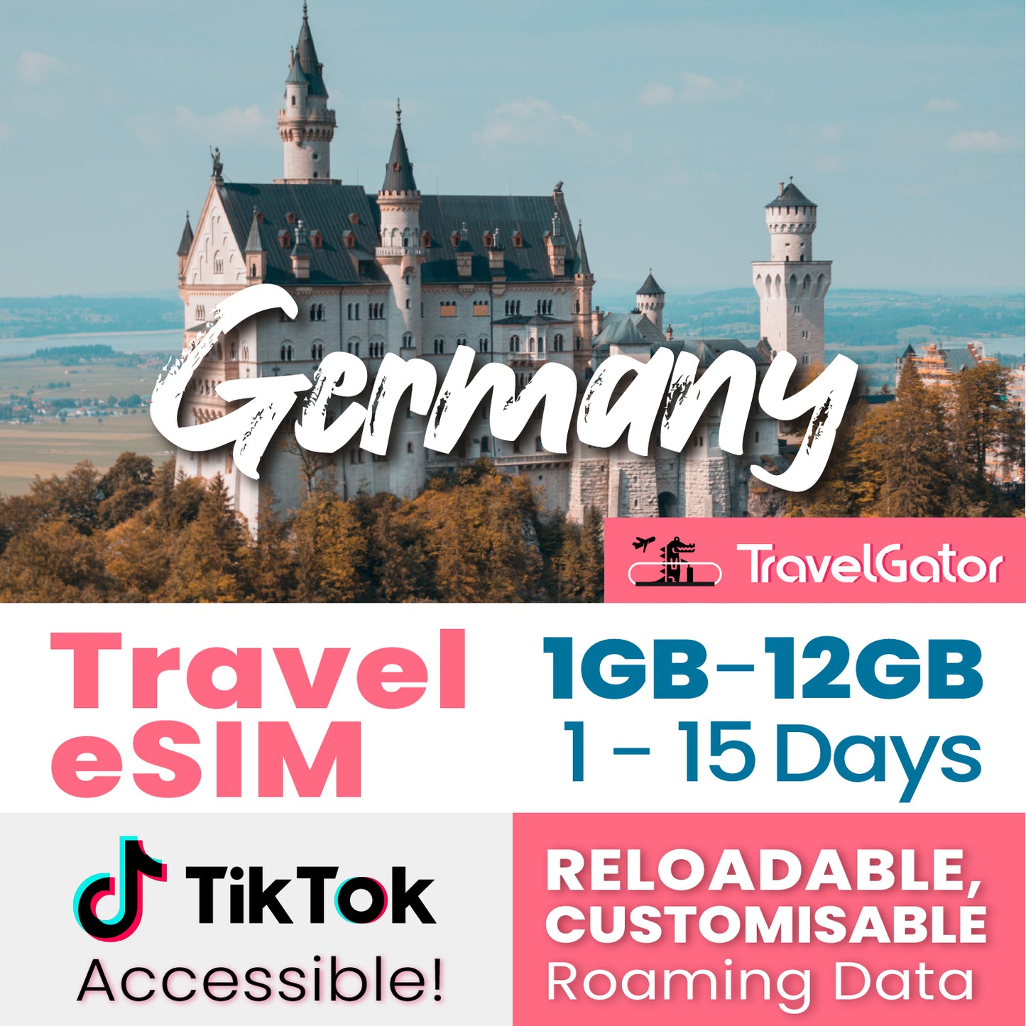 Germany eSIM Roaming Data 1- 12GB, 1- 15 days | true no speed reduction | no daily limit