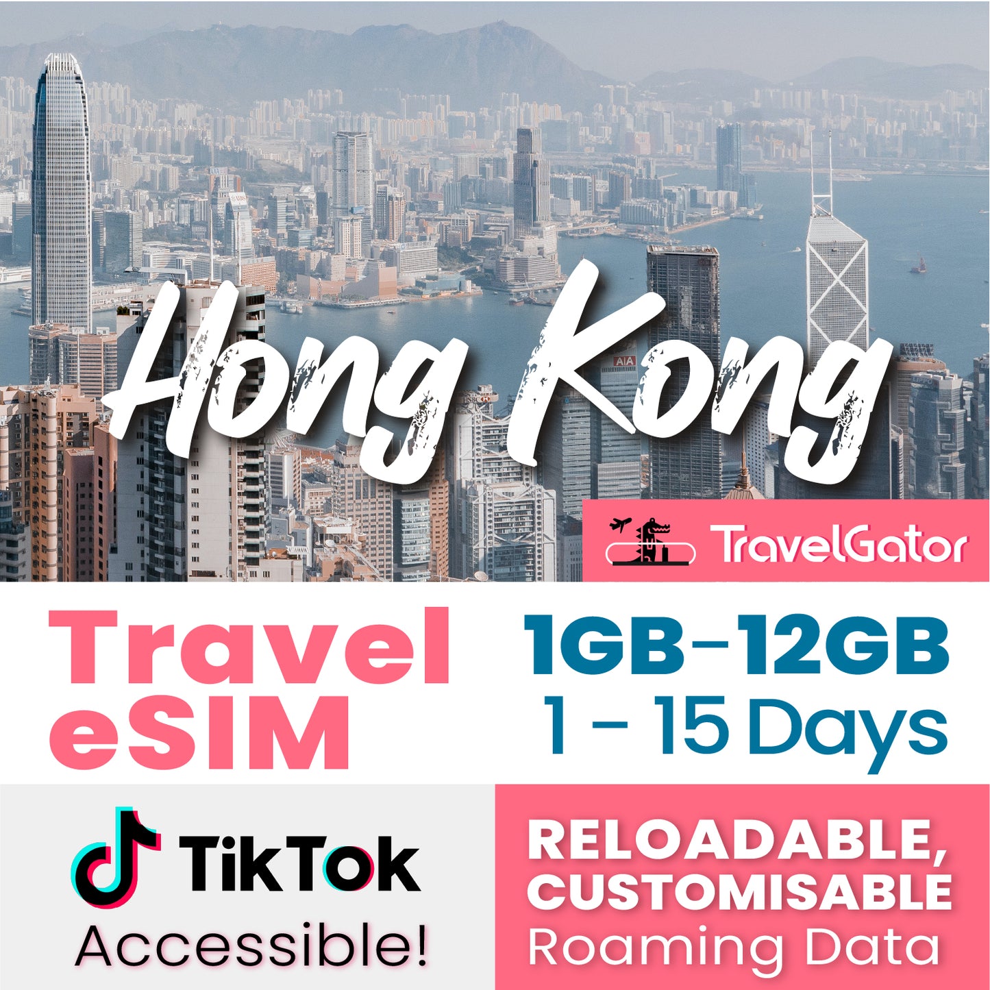 Hong Kong eSIM Roaming Data 1- 12GB, 1- 15 days | true no speed reduction | no daily limit