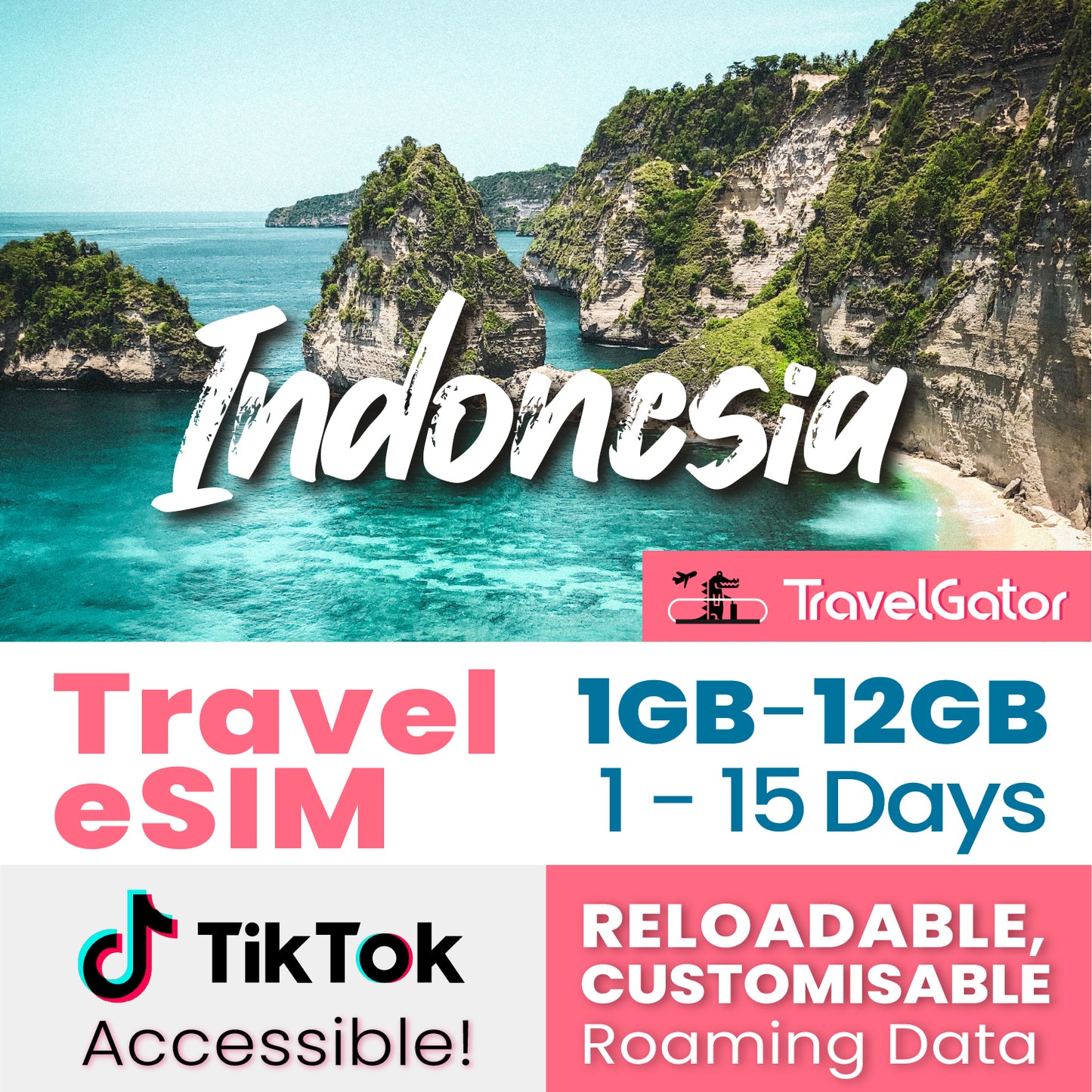 Indonesia eSIM Roaming Data 1- 12GB, 1- 15 days | true no speed reduction | no daily limit