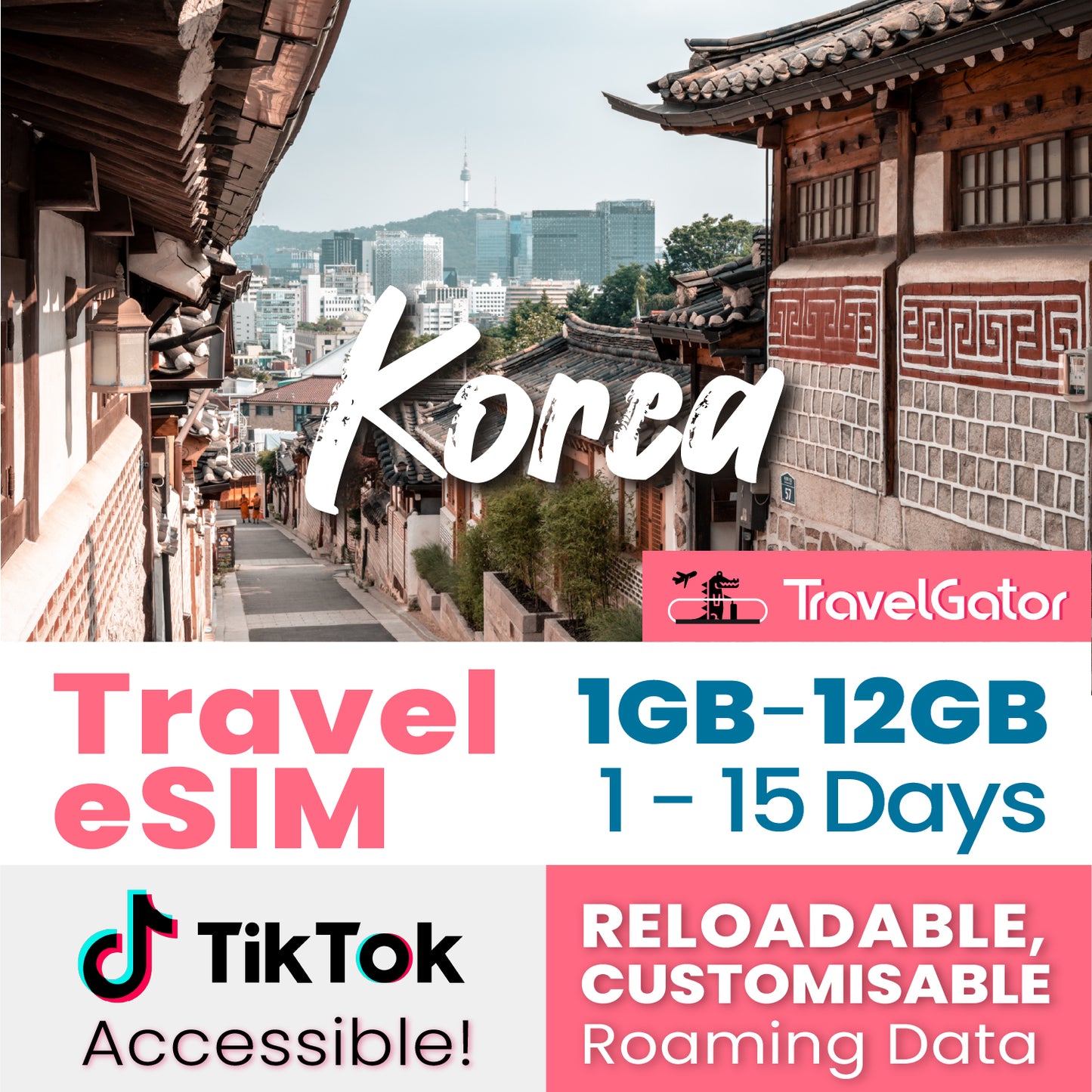 Korea eSIM Roaming Data 1- 12GB, 1- 15 days | true no speed reduction | no daily limit