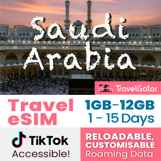 Saudi Arabia eSIM Roaming Data 1- 12GB, 1- 15 days | true no speed reduction | no daily limit