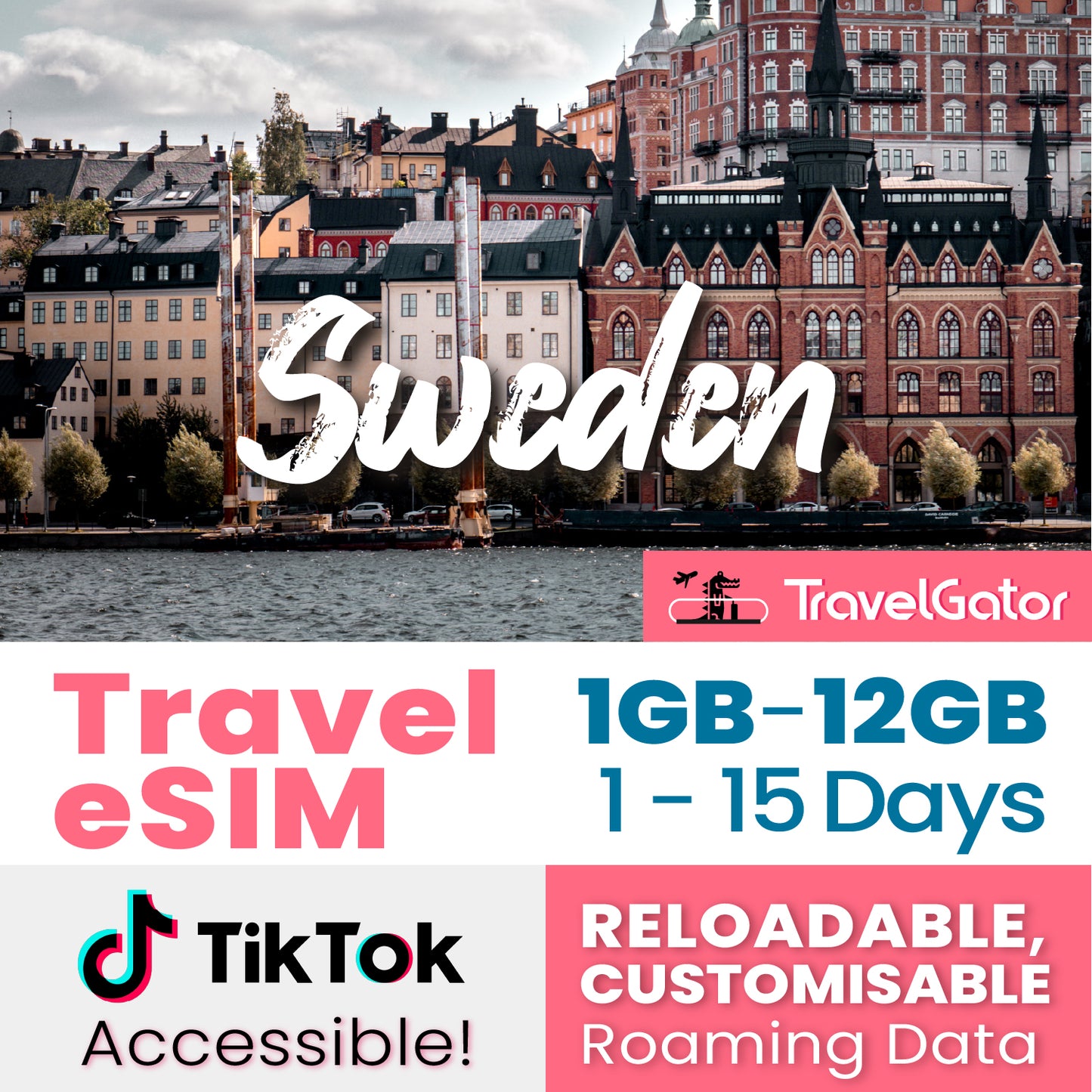 Sweden eSIM Roaming Data 1- 12GB, 1- 15 days | true no speed reduction | no daily limit