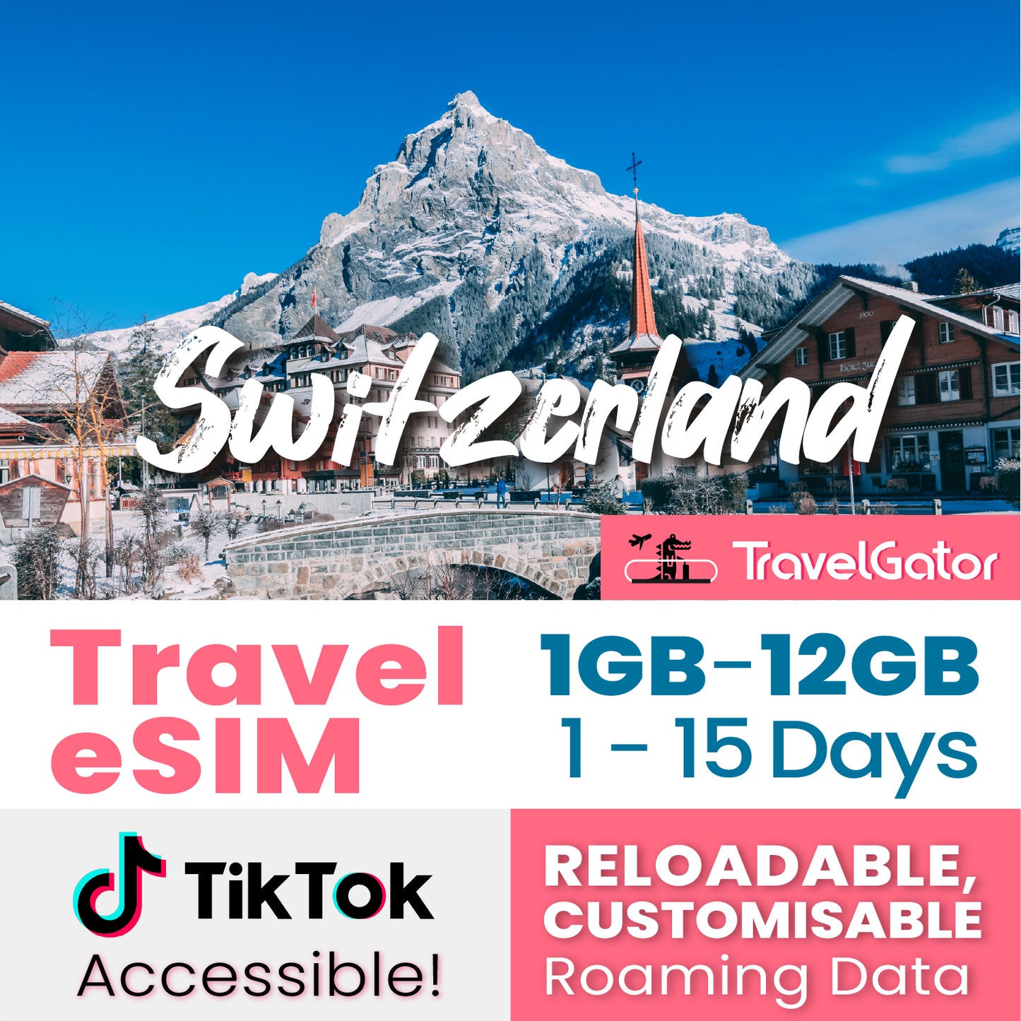 Switzerland eSIM Roaming Data 1- 12GB, 1- 15 days | true no speed reduction | no daily limit