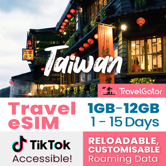 Taiwan eSIM Roaming Data 1- 12GB, 1- 15 days | true no speed reduction | no daily limit