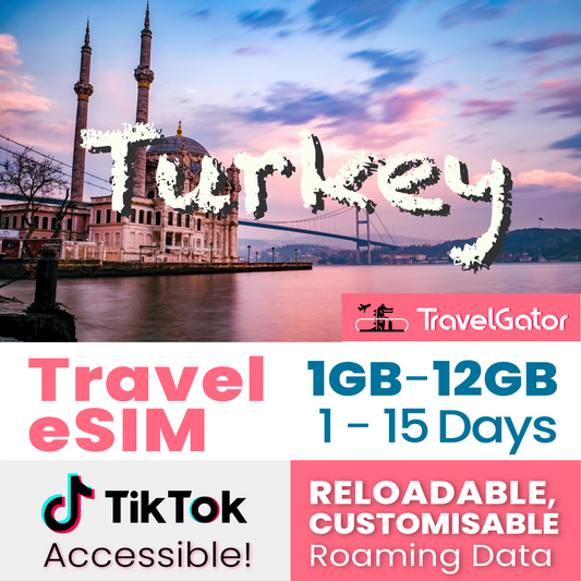 Turkey eSIM Roaming Data 1- 12GB, 1- 15 days | true no speed reduction | no daily limit