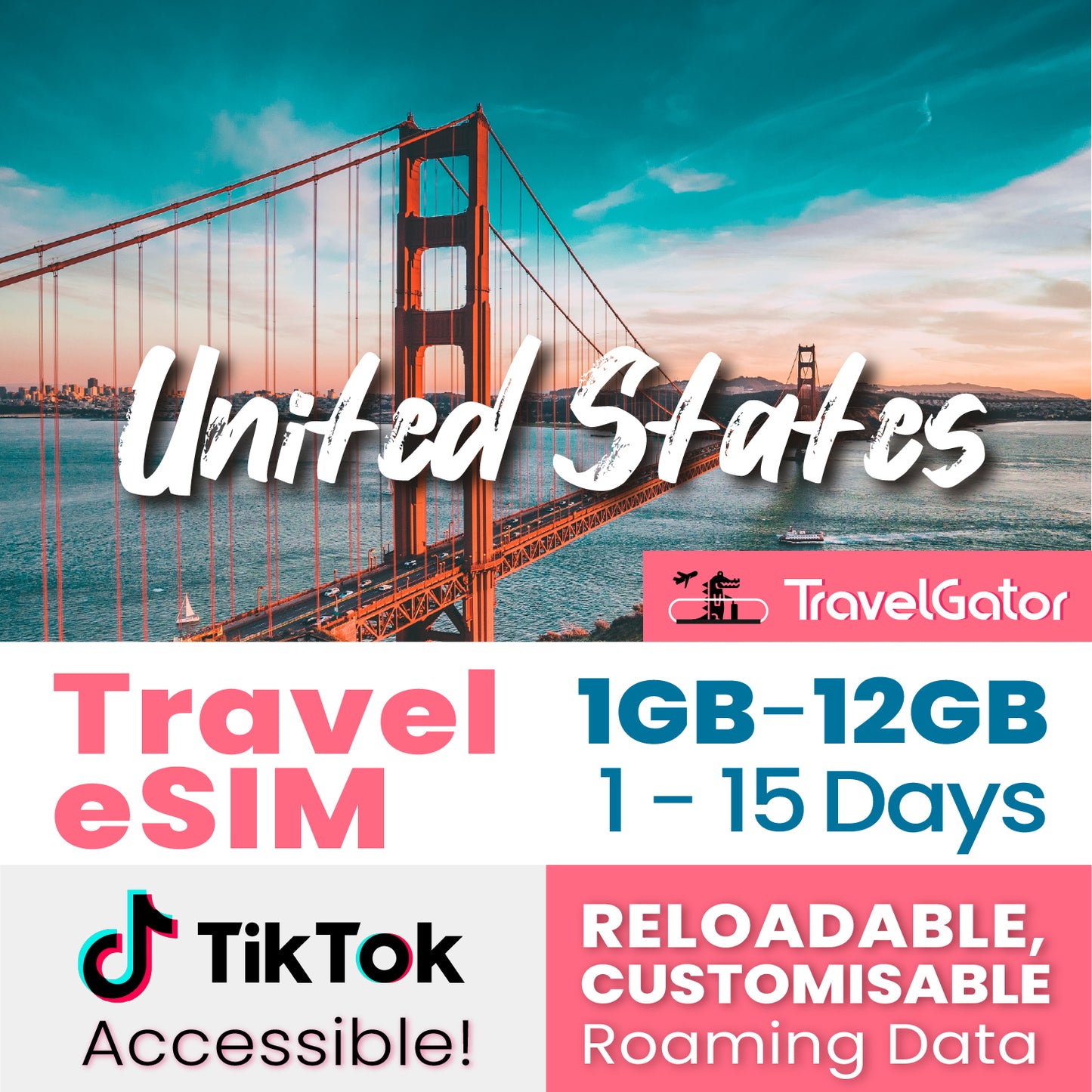 United States eSIM Roaming Data 1- 12GB, 1- 15 days | true no speed reduction | no daily limit